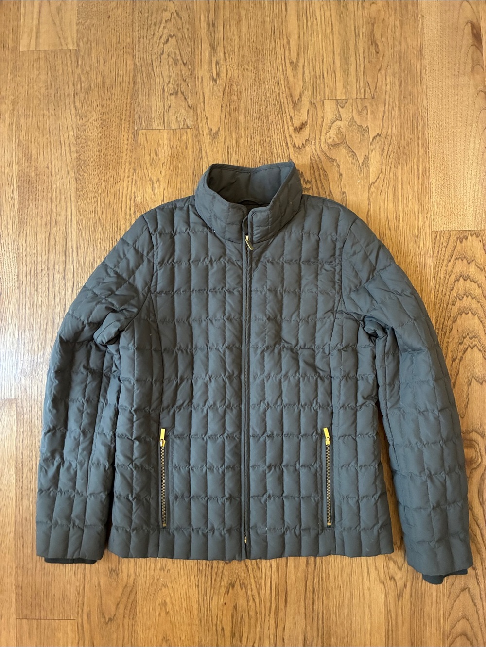 J. Crew Quilted Puffer Jacket in Charcoal Gray